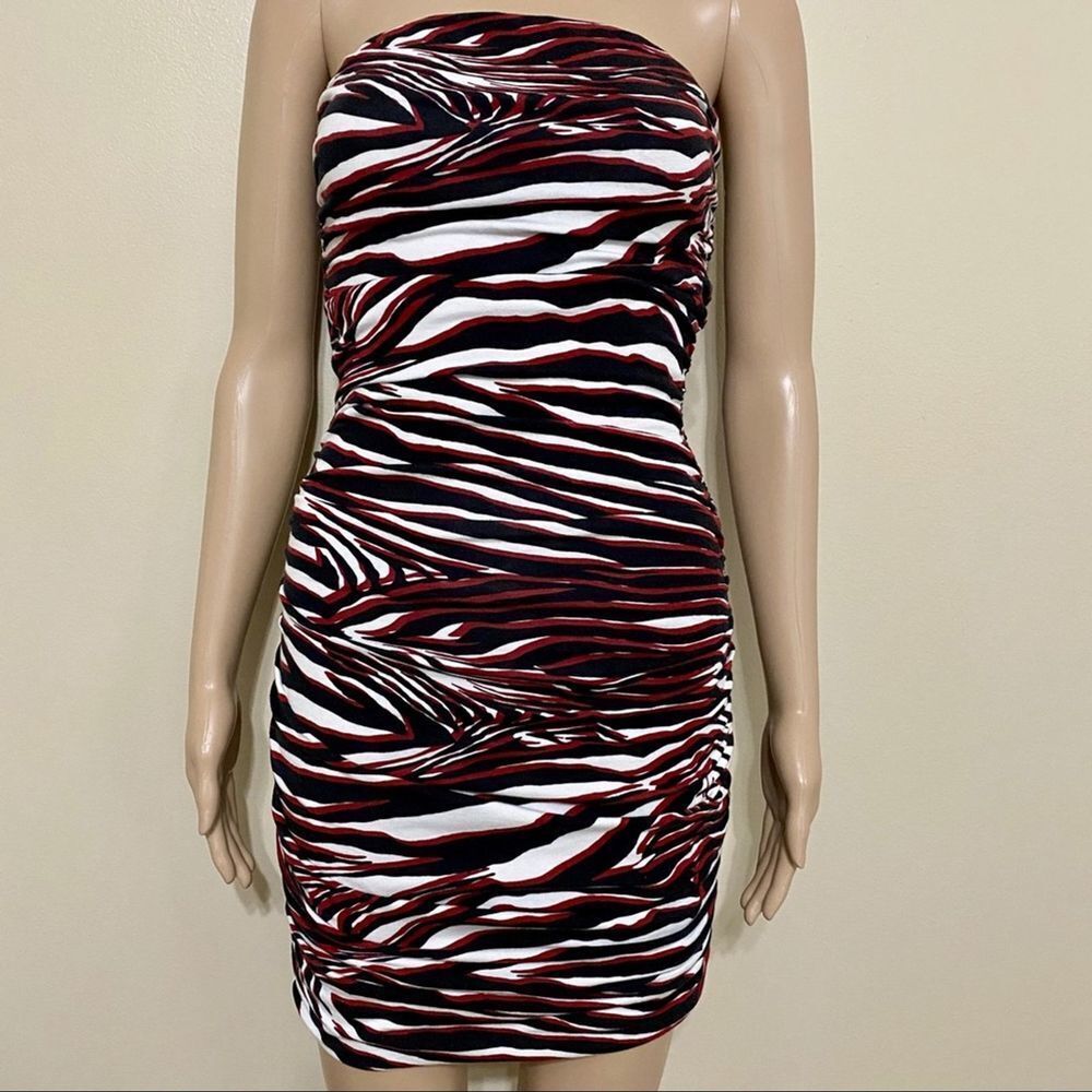 Express Zebra Print Black, Red And White Dress - image 2